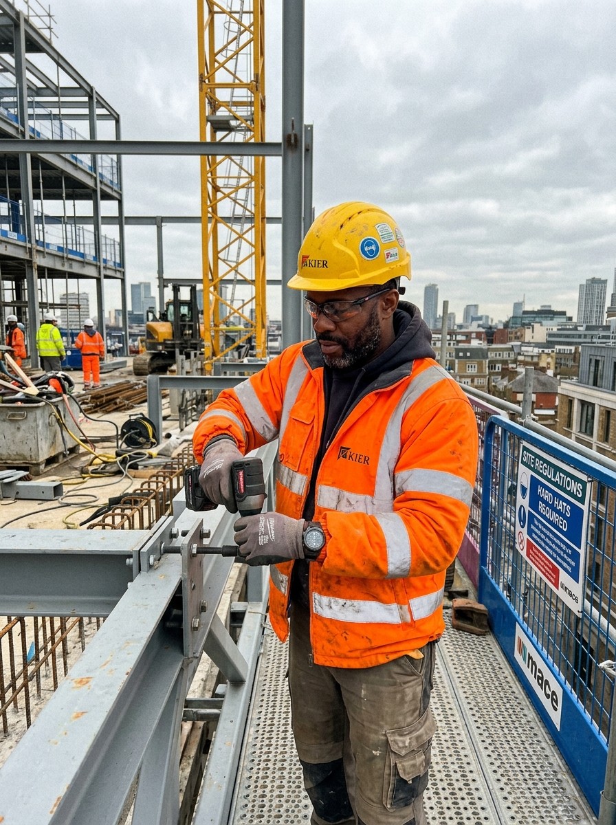 Worker on UK construction site